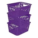 Cutting EDGE Plastic Turkish Storage Basket, Small, Purple (Set of 3)