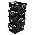 Cutting EDGE Plastic Turkish Storage Basket, Small, Black (Set of 4)