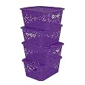 Cutting EDGE Plastic Turkish Storage Basket with Lid,Small,Purple(Set of 4)