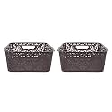Cutting EDGE Plastic Turkish Storage Basket, Medium, Brown (Set of 2)