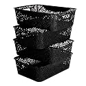 Cutting EDGE Plastic Turkish Storage Basket, Medium, Black (Set of 4)