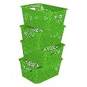 Cutting EDGE Plastic Turkish Storage Basket, Small, Green (Set of 4)