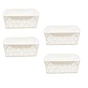 Cutting EDGE Plastic Turkish Storage Basket, Small, White (Set of 4)