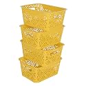 Cutting EDGE Plastic Turkish Storage Basket, Small, Yellow (Set of 4)