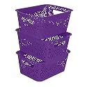 Cutting EDGE Plastic Turkish Storage Basket, Medium, Purple (Set of 3)