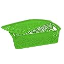 Cutting EDGE Plastic Turkish Storage Basket with Lid,Medium,Green(Set of 1)