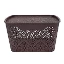 Cutting EDGE Plastic Turkish Storage Basket with Lid,Large,Brown (Set of 1)