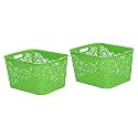 Cutting EDGE Plastic Turkish Storage Basket, Large, Green (Set of 2)