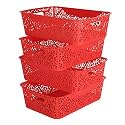 Cutting EDGE Plastic Turkish Storage Basket, Medium, Red (Set of 4)