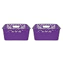 Cutting EDGE Plastic Turkish Storage Basket, Medium, Purple (Set of 2)