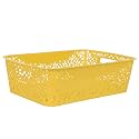 Cutting EDGE Plastic Turkish Storage Basket, Medium, Yellow (Set of 1)