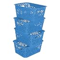 Cutting EDGE Plastic Turkish Storage Basket, Small, Blue (Set of 4)