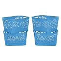 Cutting EDGE Plastic Turkish Storage Basket, Large, Blue (Set of 4)