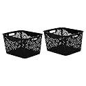 Cutting EDGE Plastic Turkish Storage Basket, Large, Black (Set of 2)