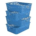 Cutting EDGE Plastic Turkish Storage Basket, Medium, Blue (Set of 4)