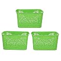 Cutting EDGE Plastic Turkish Storage Basket, Large, Green (Set of 3)