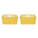 Cutting EDGE Plastic Turkish Storage Basket, Medium, Yellow (Set of 2)