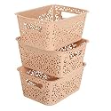 Cutting EDGE Plastic Turkish Storage Basket, Small, Beige (Set of 3)