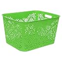 Cutting EDGE Plastic Turkish Storage Basket, Large, Green (Set of 1)