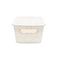 Cutting EDGE Plastic Turkish Storage Basket with Lid,Medium,White(Set of 1)