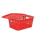 Cutting EDGE Plastic Turkish Storage Basket with Lid, Small, Red (Set of 1)