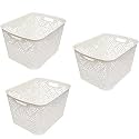 Cutting EDGE Plastic Turkish Storage Basket, Large, White (Set of 3)