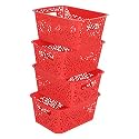 Cutting EDGE Plastic Turkish Storage Basket, Small, Red (Set of 4)