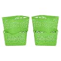 Cutting EDGE Plastic Turkish Storage Basket, Large, Green (Set of 4)