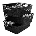 Cutting EDGE Plastic Turkish Storage Basket, Medium, Black (Set of 3)
