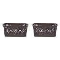 Cutting EDGE Plastic Turkish Storage Basket with Lid,Small,Brown (Set of 2)
