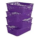 Cutting EDGE Plastic Turkish Storage Basket, Medium, Purple (Set of 4)