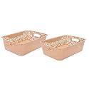 Cutting EDGE Plastic Turkish Storage Basket, Medium, Beige (Set of 2)
