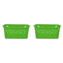 Cutting EDGE Plastic Turkish Storage Basket, Small, Green (Set of 2)