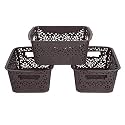 Cutting EDGE Plastic Turkish Storage Basket, Small, Brown (Set of 3)