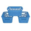 Cutting EDGE Plastic Turkish Storage Basket, Small, Blue (Set of 3)