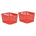 Cutting EDGE Plastic Turkish Storage Basket, Large, Red (Set of 2)