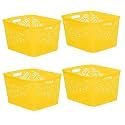 Cutting EDGE Plastic Turkish Storage Basket, Large, Yellow (Set of 4)