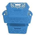 Cutting EDGE Plastic Turkish Storage Basket, Medium, Blue (Set of 3)