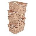 Cutting EDGE Plastic Turkish Storage Basket, Small, Beige (Set of 4)