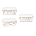 Cutting EDGE Plastic Turkish Storage Basket, Small, White (Set of 3)