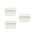 Cutting EDGE Plastic Turkish Storage Basket, Medium, White (Set of 3)