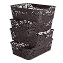 Cutting EDGE Plastic Turkish Storage Basket, Medium, Brown (Set of 4)