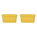 Cutting EDGE Plastic Turkish Storage Basket, Small, Yellow (Set of 2)
