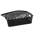 Cutting EDGE Plastic Turkish Storage Basket with Lid,Medium,Black(Set of 1)