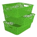 Cutting EDGE Plastic Turkish Storage Basket, Medium, Green (Set of 3)