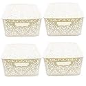 Cutting EDGE Plastic Turkish Storage Basket, Medium, White (Set of 4)