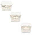 Cutting EDGE Plastic Turkish Storage Basket with Lid,Small,White (Set of 3)