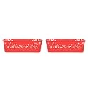 Cutting EDGE Plastic Turkish Storage Basket, Medium, Red (Set of 2)