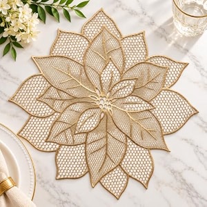 cutwork flower pvc placemat 1 piece champagne gold amp ivory
