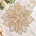 Cutwork Flower PVC Placemat, 1 Piece, Champagne Gold &amp; Ivory